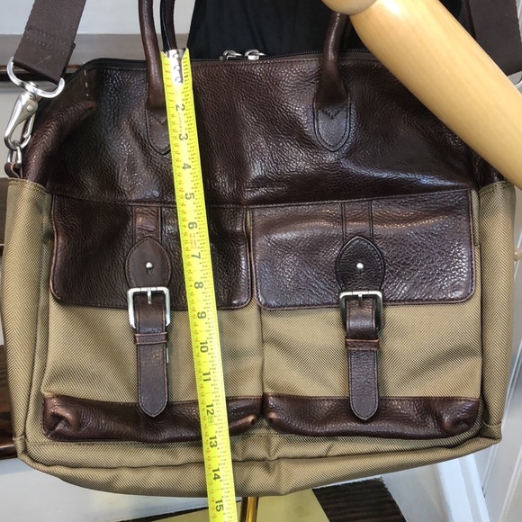 RALPH LAUREN Olive Canvas Brown Leather Crossbody Messenger Laptop Shoulder Bag - Picture 14 of 17